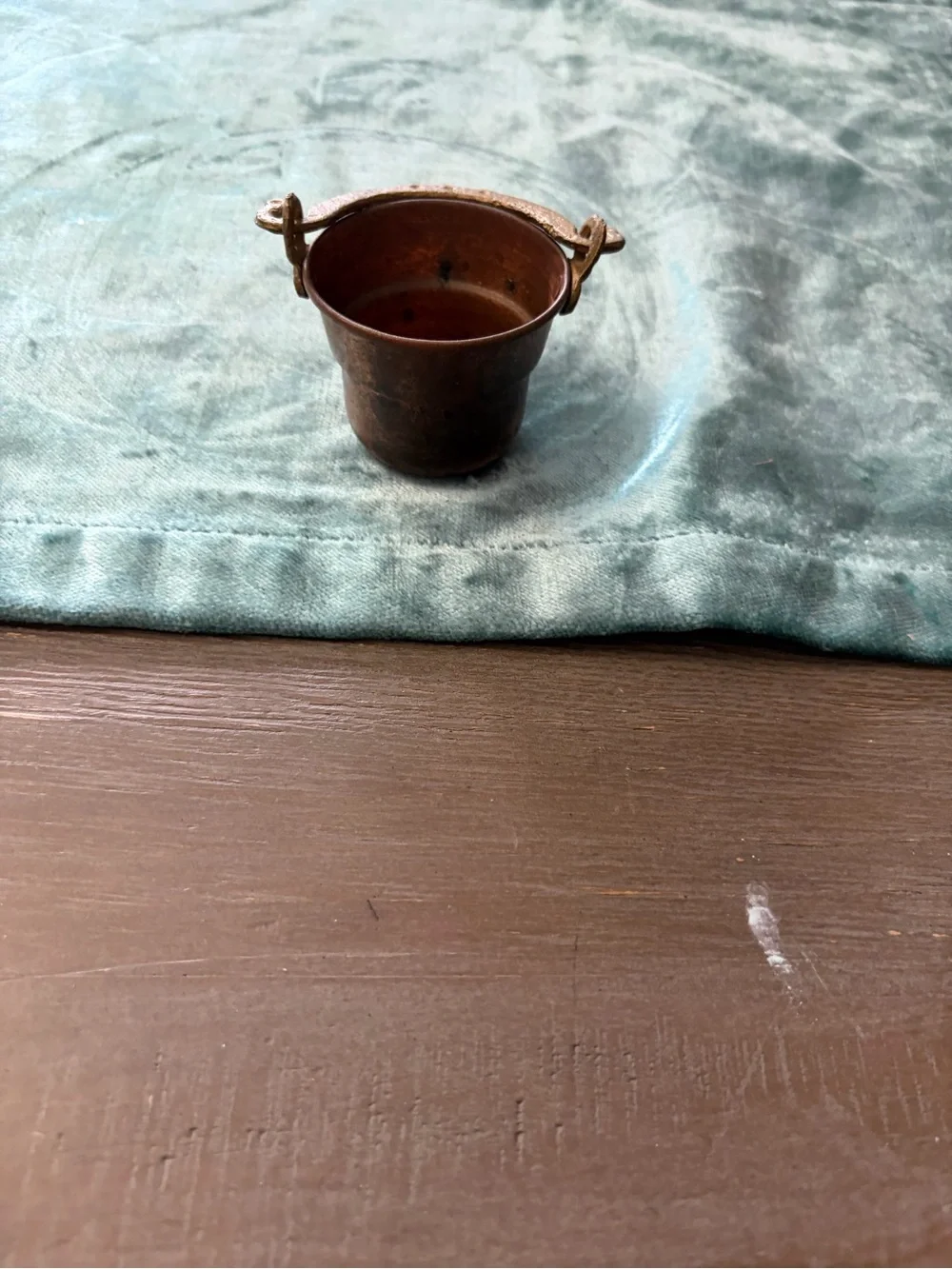 Antique-Style Copper Mini Bucket Decorative Accent - Brown